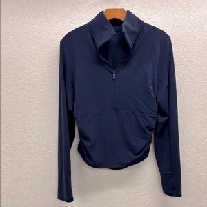 Athleta Navy Blue 1/4 zip Pullover Long Sleeve Athletic Top Size Large